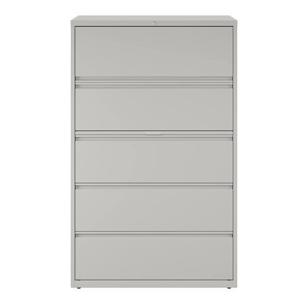 Hirsh 42" Wide 5 Drawer Metal Lateral File Cabinet For Home And Office, Holds Letter, Legal And A4 Hanging Folders, Light Gray