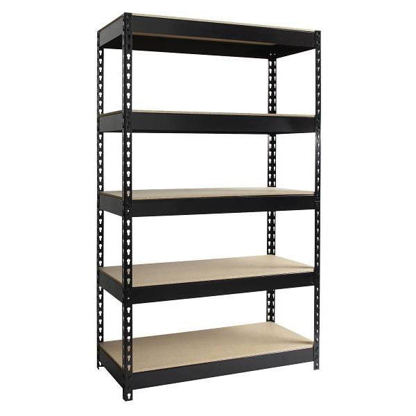 Iron Horse 3800 Riveted Steel Shelving 5-Shelf Unit, 16" D X 36" W X 60" H, Black