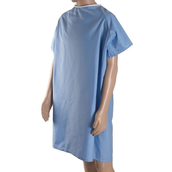 DMI Unisex Hospital/Patient Gown With Easy Access Snaps On Shoulders, Blue