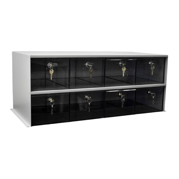 Omnimed Adapticab Storage Solution 8 Lrg Acrylic Drwr W/Locks Light Grey Cabinet