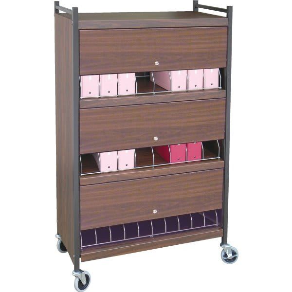 Omnimed Omnicart Chart Rack In Beige Holds 24 Binders Locking Panel 3 X 8"