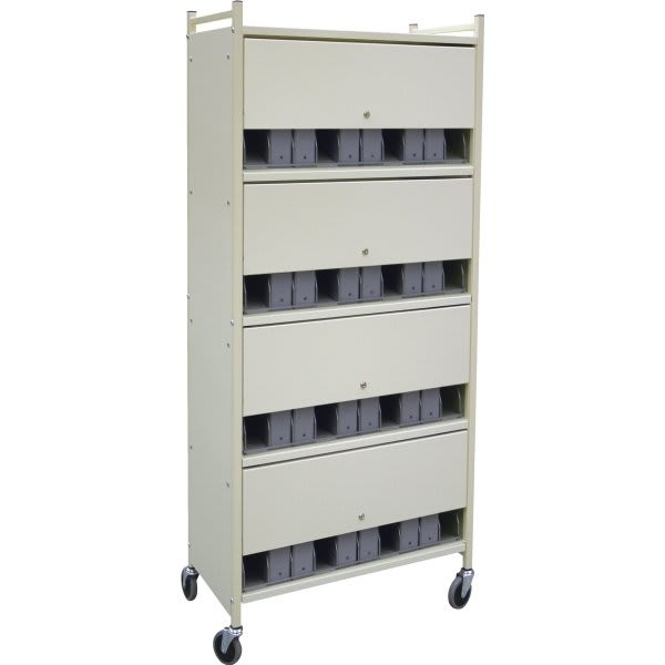 Omnimed Omnicart Chart Rack In Beige Holds 40 Binders Locking Panel 4 X 10"
