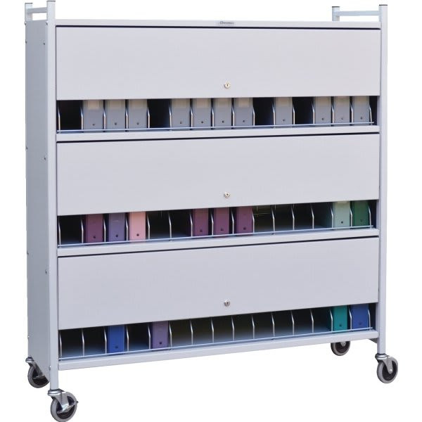 Omnimed Omnicart Chart Rack In Light Gray Holds 45 Binders Locking Panel 3 X 15"