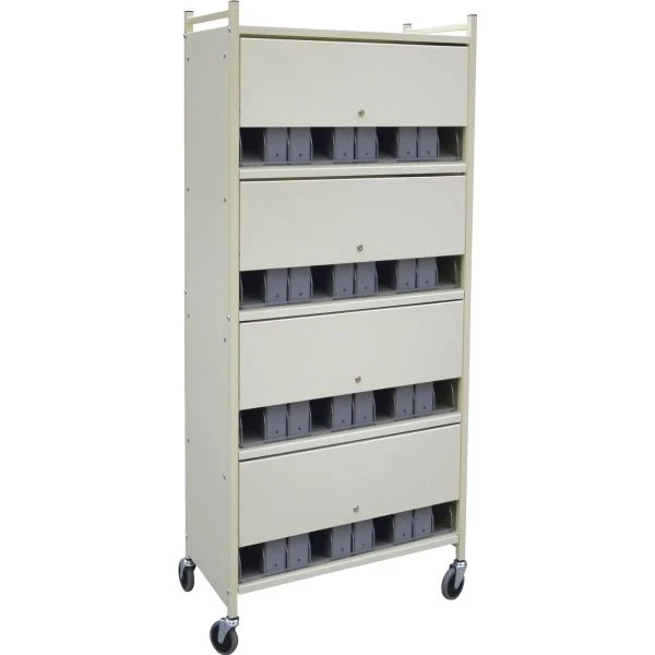 Omnimed Omnicart Chart Rack In Light Grey Holds 40 Binders Locking Panel 4 X 10"