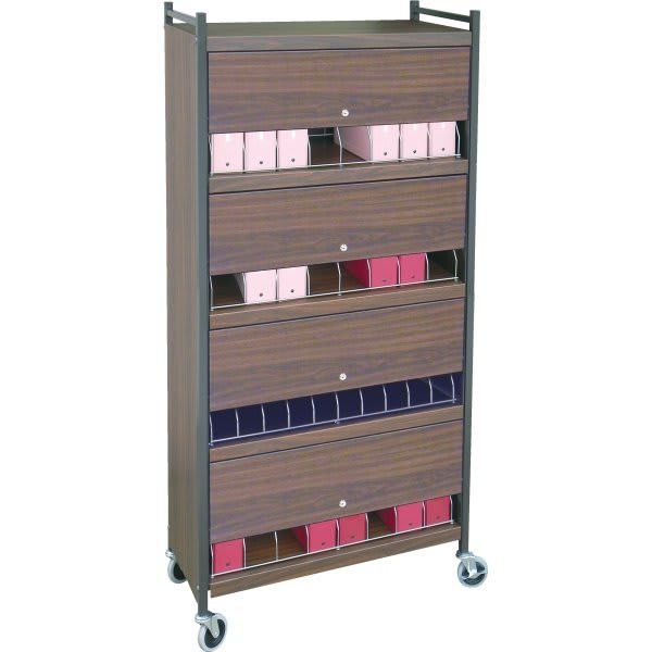 Omnimed Omnicart Chart Rack In Woodgrain Holds 32 Binders Locking Panel 4 X 8"