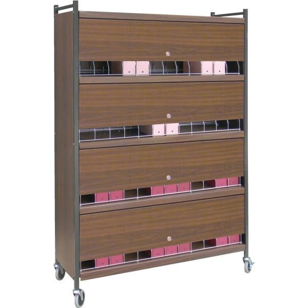 Omnimed Omnicart Locking Chart Rack In Woodgrain Holds 48 Binders Panel 4x12"