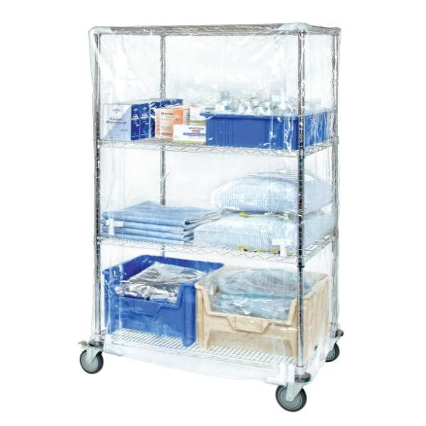 Quantum Storage Systems Cart Cover Clear Vinyl Zipper Closure 18wx48lx63h Inch