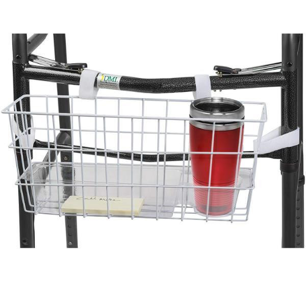Healthsmart Walker Basket With Removable Tray And Cup Holder, Universal Fit, 16 X 5.5 X 7 In.