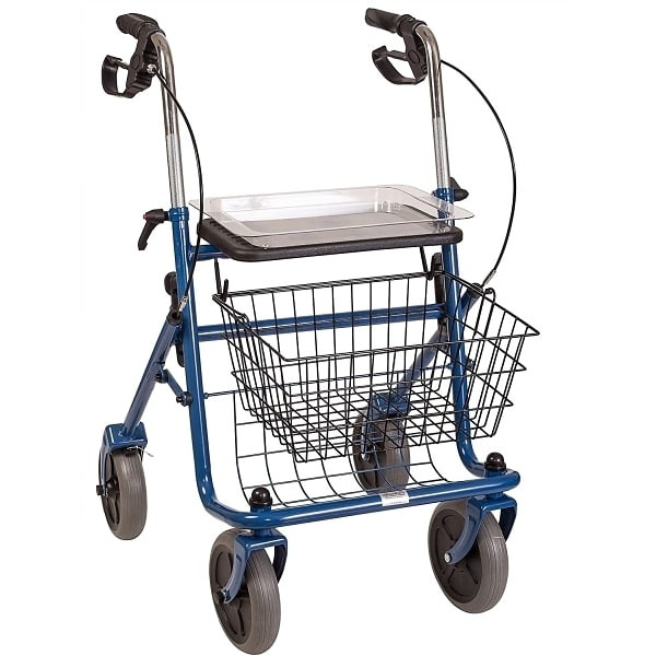 Dmi Classic Steel Rollator Walker With Padded Seat, Folding, Blue