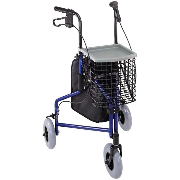 Dmi Folding Rollator Walker With Swiveling Front Wheels, Aluminum, Royal Blue