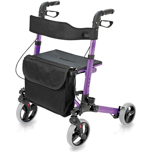 Healthsmart Euro-Style Rollator Walker With Seat And Backrest, 8 In. Wheels, 300 Lb Capacity