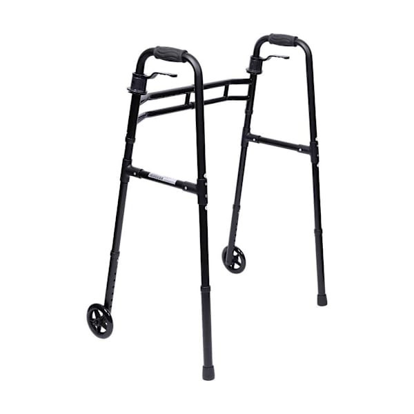 Medacure Adjustable Paddle Walker W/5" Wheels - 400 Lb. Weight Cap. - Black