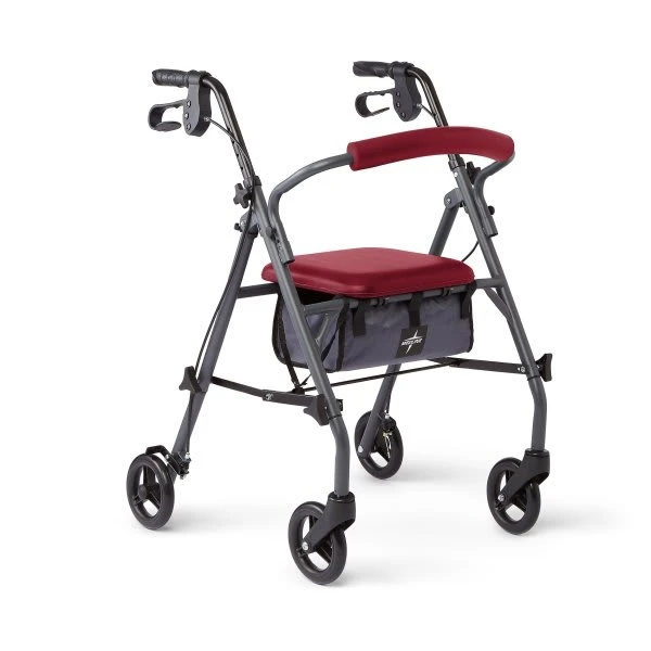 Medline Rollator W/6" Wheels Microban Treated Touch Points/Seat Burgundy