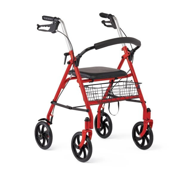 Medline Steel Rollator W/8" Wheels Knockdown Red