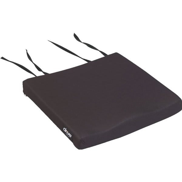 Drive Medical Wheelchair Cushion With Ties, Molded, Non-Slip Bottom, 18"X16"X2"