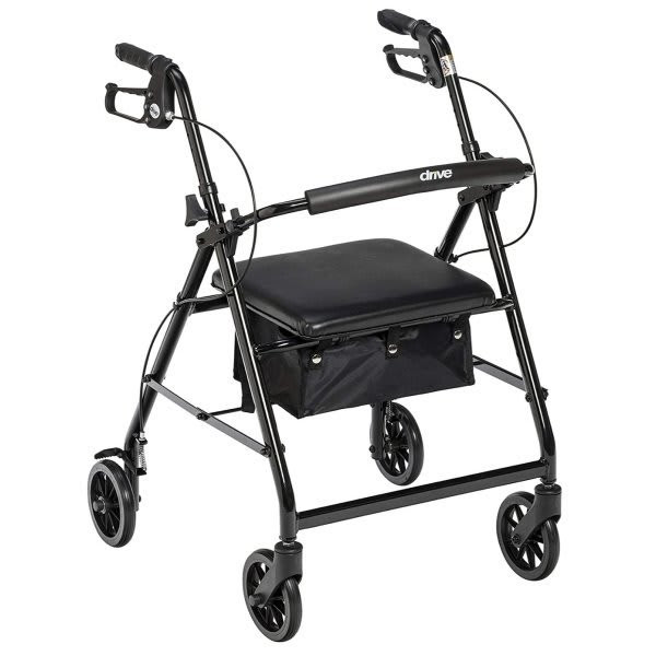 Drive Medical Design Rollator,6in 4whl.alum.paddedst,blk