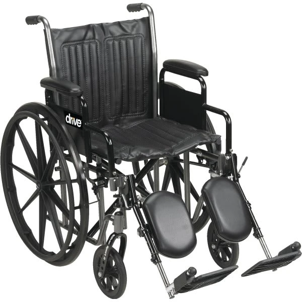 Drive Silver Sport 2 Wheelchair, Detachable Full Arms, Footrests, 20" Seat