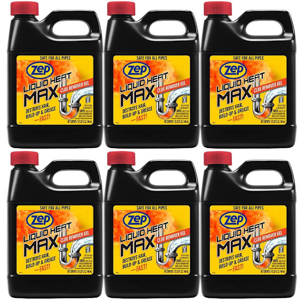 Zep Liquid Heat Max Clog Remover Gel 32 Oz. For Hair Build-Up/Grease Case Of 6