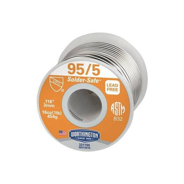 95/5 Lead Free Wire Solder 1 lb. Spool - (95% Tin - 5% Antimony)