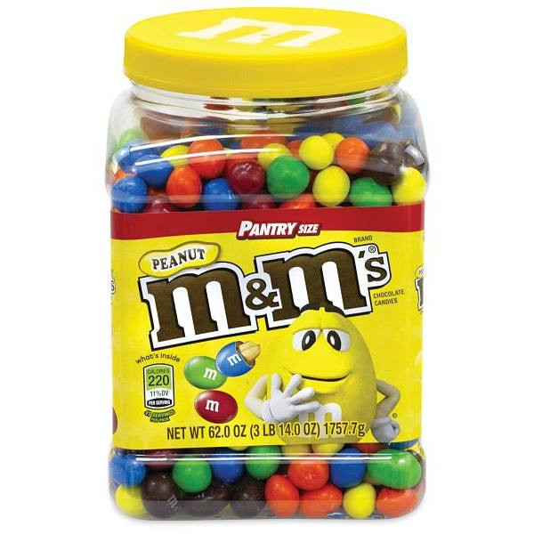 M&ms Milk Chocolate Peanut Candies, 62 Oz Tub