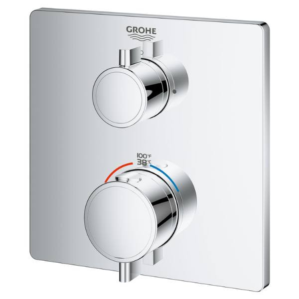 Grohe Grohtherm Square Dual Function Thermostatic Trim With Control Module In Starlight Chrome