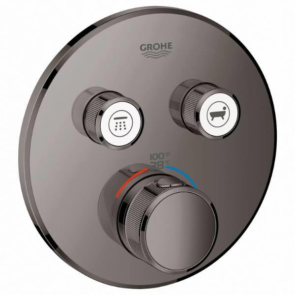 Grohe Grohtherm Smartcontrol Round 2-Function Thermostatic Trim Hard Graphite