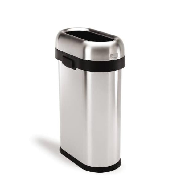 Simplehuman 12 Gallon Brushed Stainless Steel Slim Open-Top Oval Trash Can