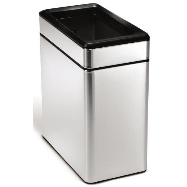 Simplehuman 2.6 Gallon Brushed Stainless Steel Slim Open-Top Wastebasket/Trash Can