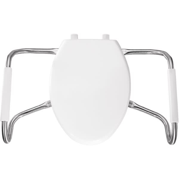 Bemis Medic Aid Stay Tite Duraguard Elongated Plastic Open Front Toilet Seat With Support Arms In White
