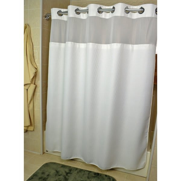 Kartri Hang2it Chrome Buckles Luxor Waffle Shower Curtain 72x80 White With 10.5" Window And Snap, Case Of 12