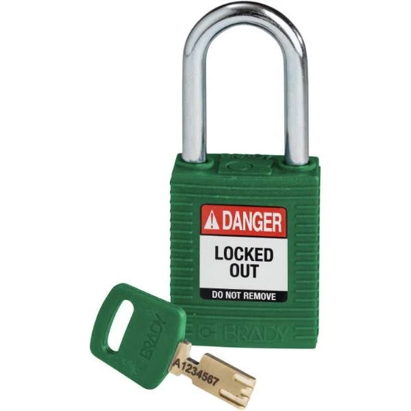 Brady Safekey 1.5 In Steel Shackle Keyed Different Nylon Padlock (12-Pack) (Green)