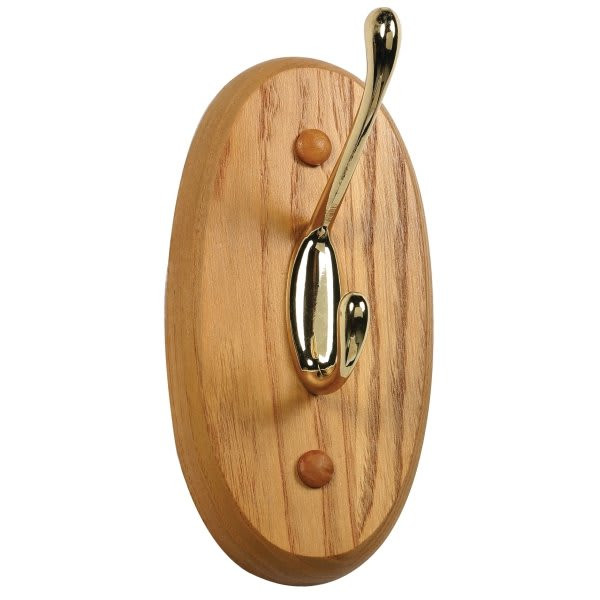 Design House Dalton Double Robe Hook, Honey Oak Finish