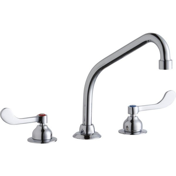 Elkay Food Service Faucet, 1.5 Gpm, 8" Center, Chrome, 2 Handles