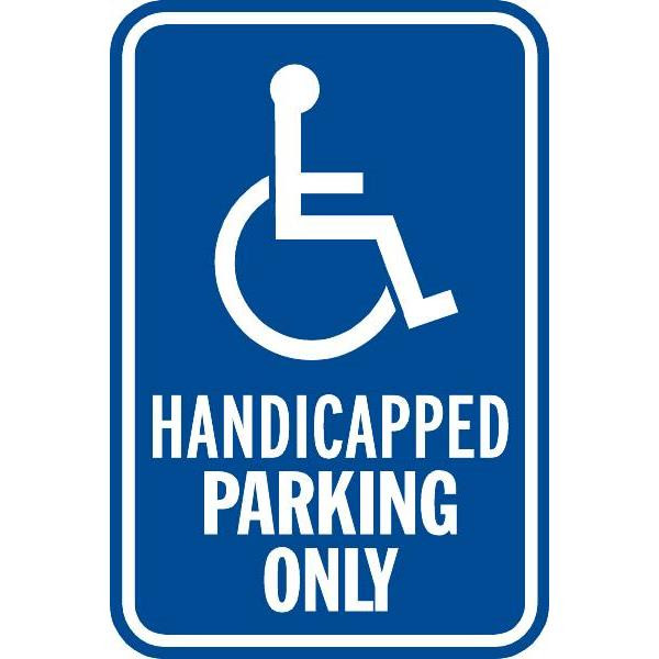 Grimco, Inc. Handicapped Only Disabled Parking Sign, Non-Reflective, 12 X 18
