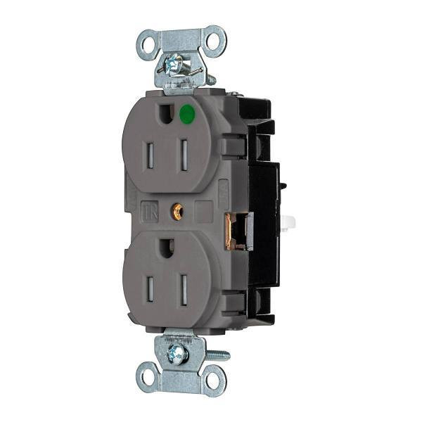 Hubbell Wiring Edgeconnect 15a 125v X-Hd Hosp Duplex Recp Gray Package Of 10
