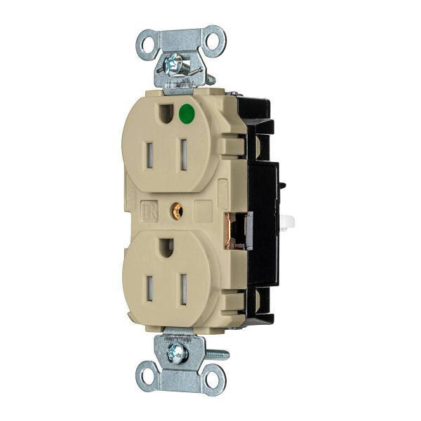 Hubbell Wiring Edgeconnect 15a 125v X-Hd Hosp Duplex Recp Ivory Package Of 10