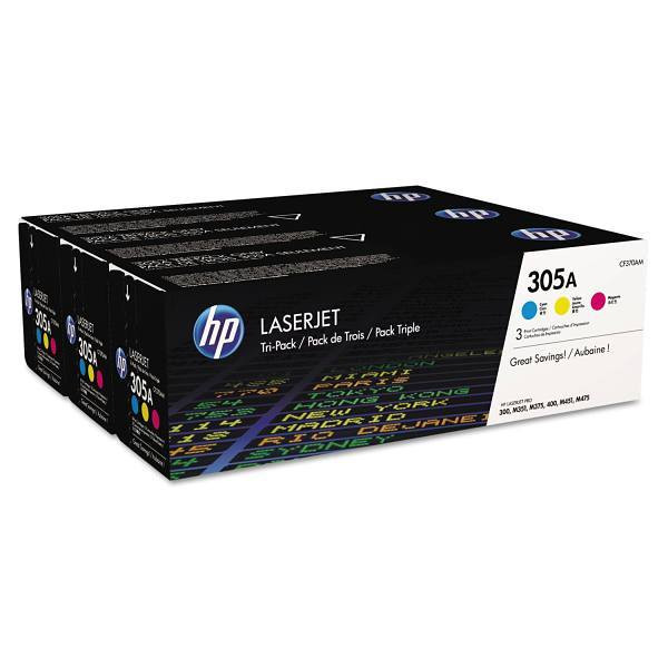 HP 305a Cf370a-M Cyan/Magenta/Yellow Original Laserjet Toner Cartridges Package Of 3