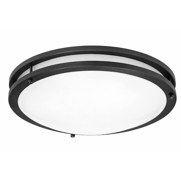Seasons Carlisle 14-Inch Round 13w27w Dimmable Integrated LED Flush Mount Light With 3 CCT Selectable In Matte Black