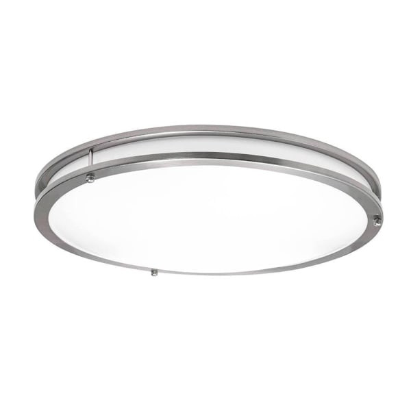 Seasons Carlisle 18-Inch Round 28w 34w Dimmable Integrated LED Flush Mount Light With 3 CCT Selectable In Brushed Nickel