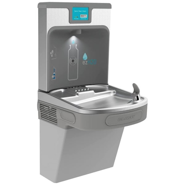Elkay Ezh2o Bottle Filling Station With Drinking Fountain, Light Gray Granite