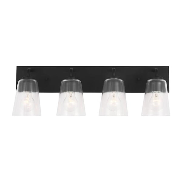 Generation Lighting Miles 25"W X 8"H Midnight Black XL Bathroom Vanity Light