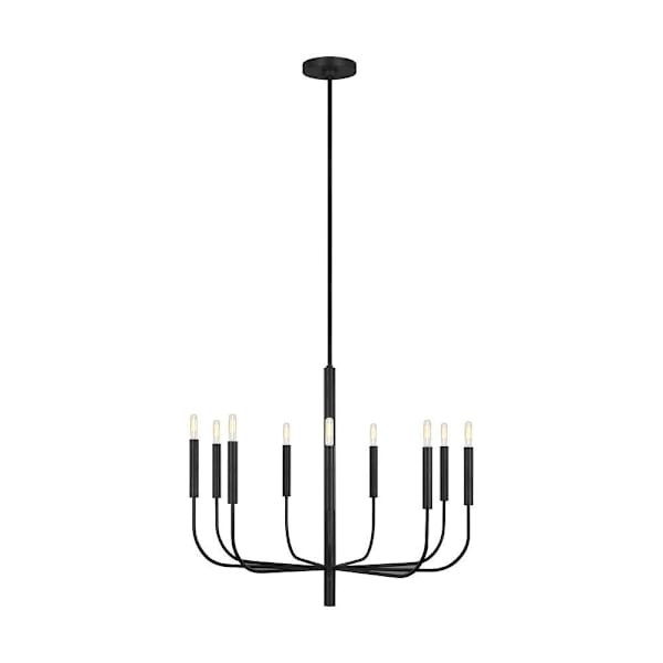 Generation Lighting Brianna 9-Light Minimalist Modern Chandelier, Aged Iron