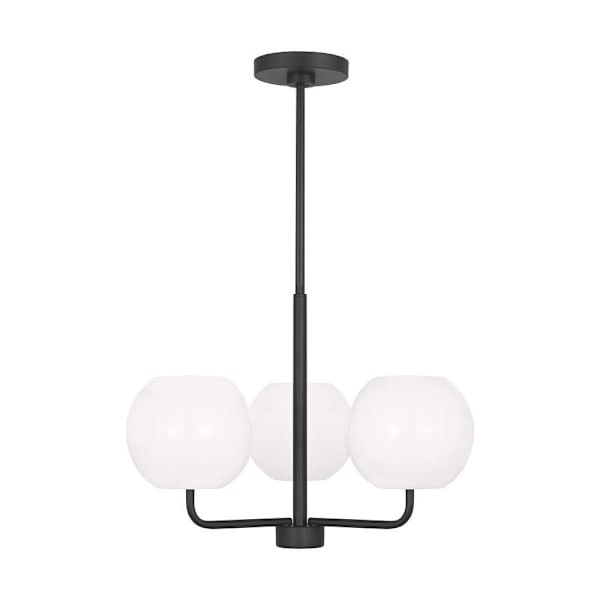 Generation Lighting Rory 21" 3-Light Midnight Black Chandelier, Opal Glass