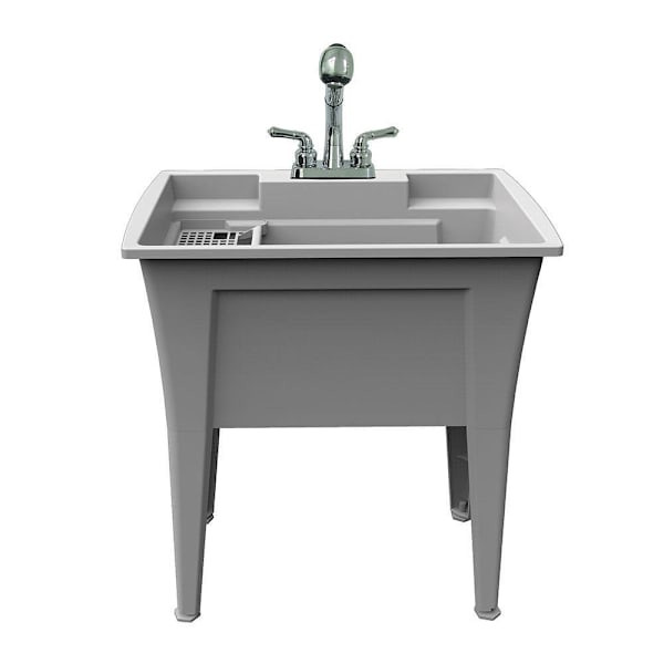 Rugged Tub 32"X22" Granite Freestanding Utility Sink W/ 2-Hdl Faucet Install Kit