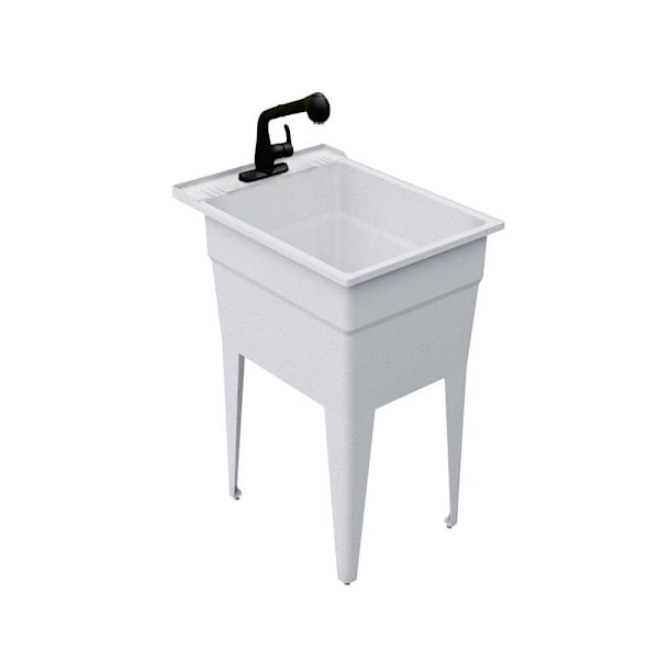 Rugged Tub 18"X24" Granite Utility Sink W/ 1-Handle Black Faucet & Install Kit