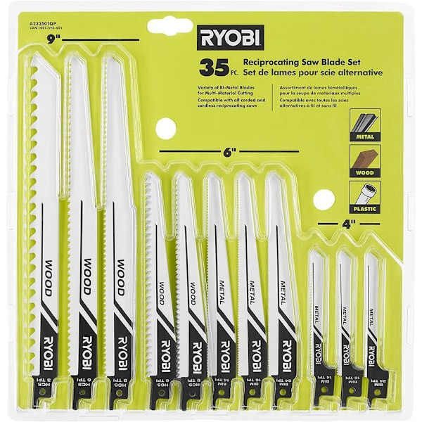 Ryobi Multi-Material Reciprocating Saw Blade Set, Package Of 35