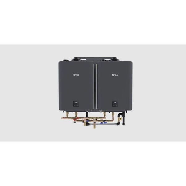 Rinnai Trx Interior Wall Mount 2-Unit Tankless Water Heater System Trx02cxin