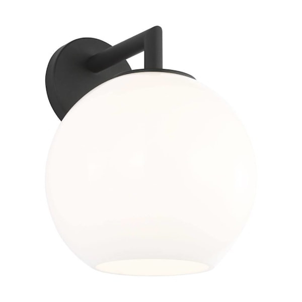 Generation Lighting Toca 12" 1-Light Textured Black Wall Lantern, Milk Glass