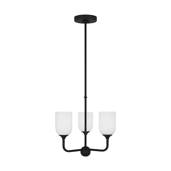 Generation Lighting Emile 16" 3-Light Midnight Black Chandelier With Bulbs