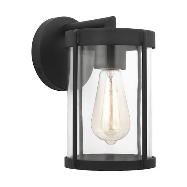 Generation Lighting Luning 10 In. 1light Texture Black Wall Lantern, Clear Glass